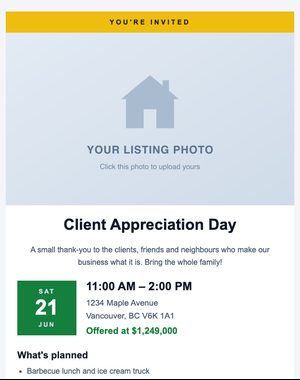 Events email template: Client Appreciation Event