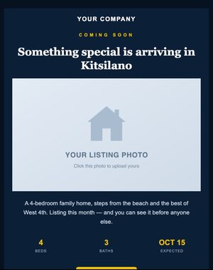 Coming Soon email template: Classic