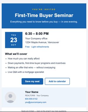 Events email template: Seminar & Event Invite