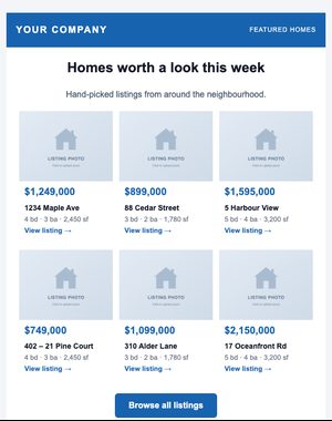 Featured Listings email template