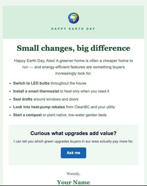 Holidays email template: Earth Day