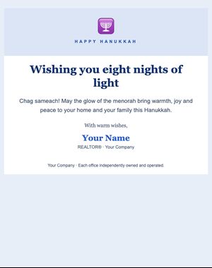 Holidays email template: Hanukkah
