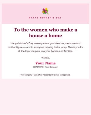Holidays email template: Mother's Day