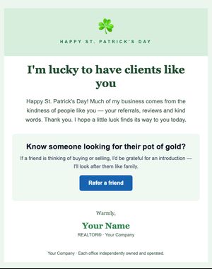 Holidays email template: St. Patrick's Day