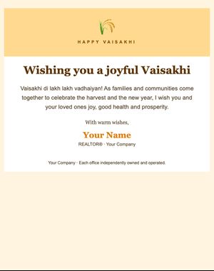 Holidays email template: Vaisakhi