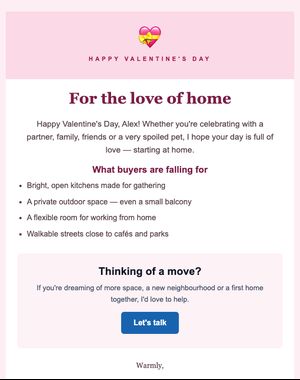 Holidays email template: Valentine's Day