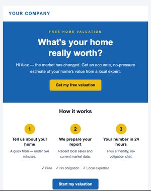 Home Valuation email template