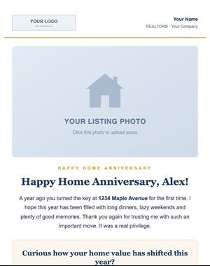 Home Valuation email template: Value Check-in