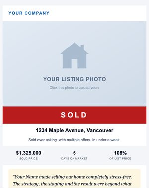 Just Sold email template