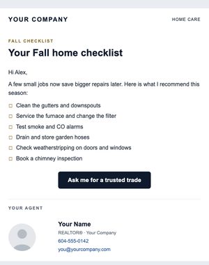 Home Care Checklist email template: Simple Checklist