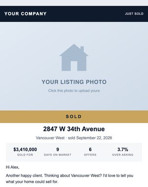 Just Sold email template: Sold Stamp