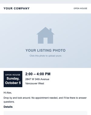Open House email template: Date Badge