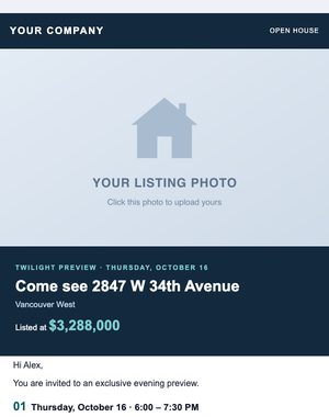 Open House email template: Twilight Preview