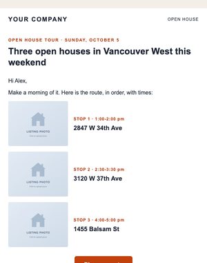 Open House email template: Open House Tour