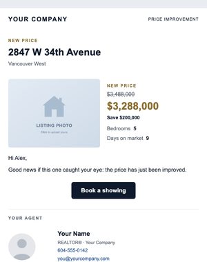 Price Reduction email template: Before & After