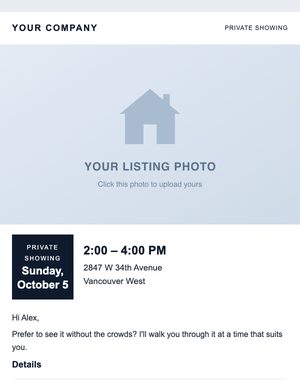 Private Showing email template: Date Badge