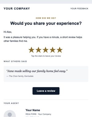 Review Request email template: Star Rating