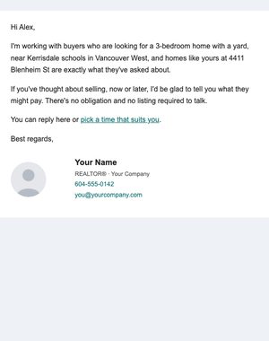 Buyer Wanted email template: Letter with Photo