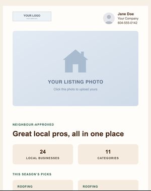 Local Guides email template: Vendor Directory — Neighbourhood