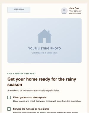 Home Care Checklist email template: Fall & Winter Maintenance