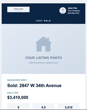 Just Sold email template: Bold Banner