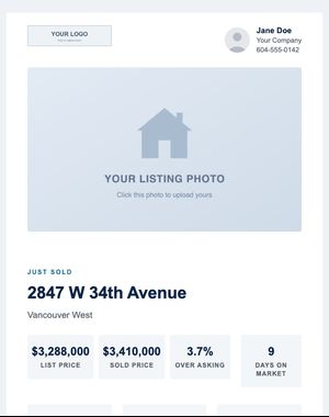 Just Sold email template: Property Grid