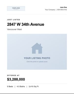 Just Listed email template: Modern Minimal