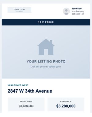 Price Reduction email template: Property Grid