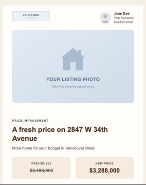 Price Reduction email template: Neighbourhood