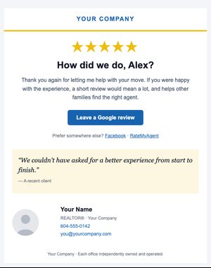 Review Request email template: Classic