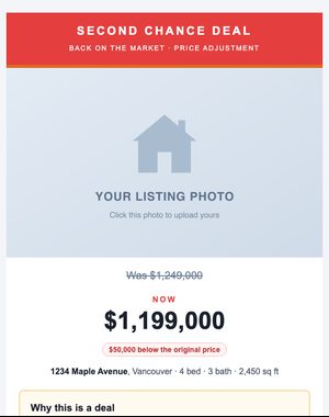 Price Reduction email template: Second Chance Deal