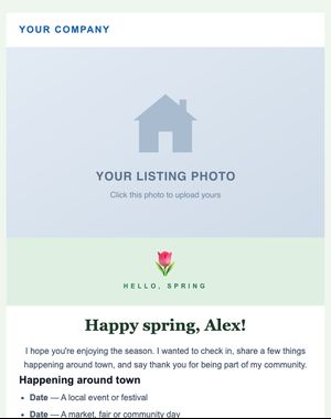 Seasonal Hello email template: Spring Hello