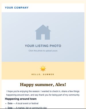 Seasonal Hello email template: Summer Hello