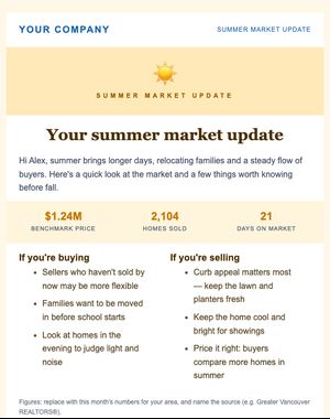 Market Update email template: Summer Update