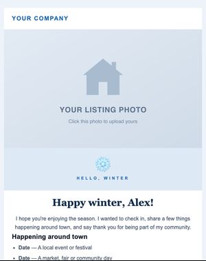 Seasonal Hello email template: Winter Hello